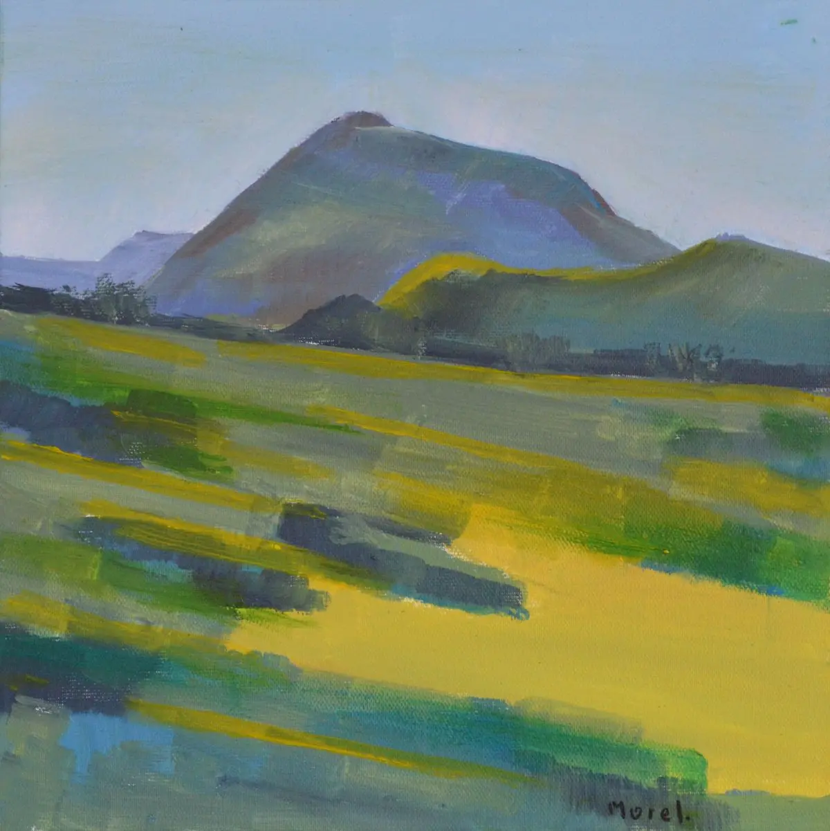 Tableau du Puy de Dôme peinture à l'huile sur toile, 40x40 cm, 2025